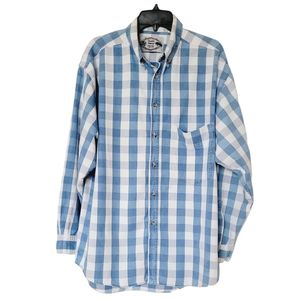 Vintage 90s Double Impact Denim Checkered Plaid Button-down Shirt